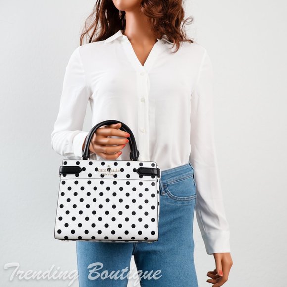 NWT Kate Spade Staci Polka Dot Satchel in Cream - Picture 3 of 12